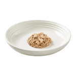Isolated image of Sardine and mackerel cat food in broth on a plate