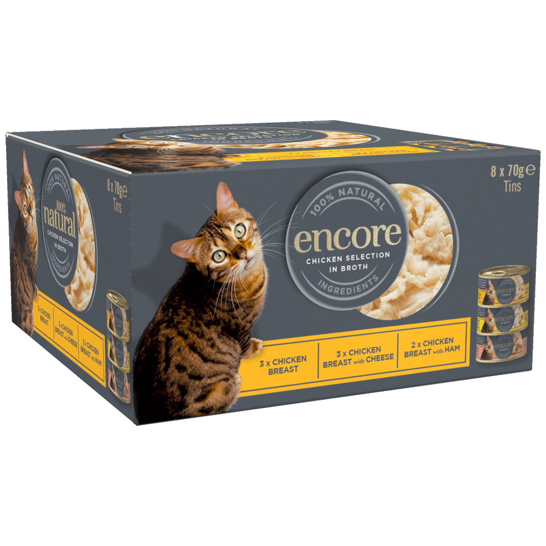 Isolated image of a box of Encore chicken dry cat food