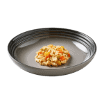 Isolated image of Encore chicken in broth with vegetable dog food on a plate