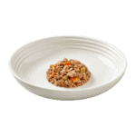 Isolated image of Encore Beef steak with vegetables dog food in gravy on a plate