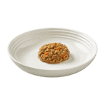 isolated image of a plate of Encore beef dog food pate with vegetables