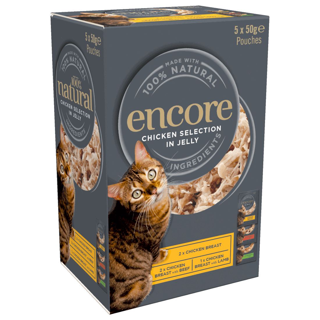 Box of Encore's chicken flavoured cat food jelly